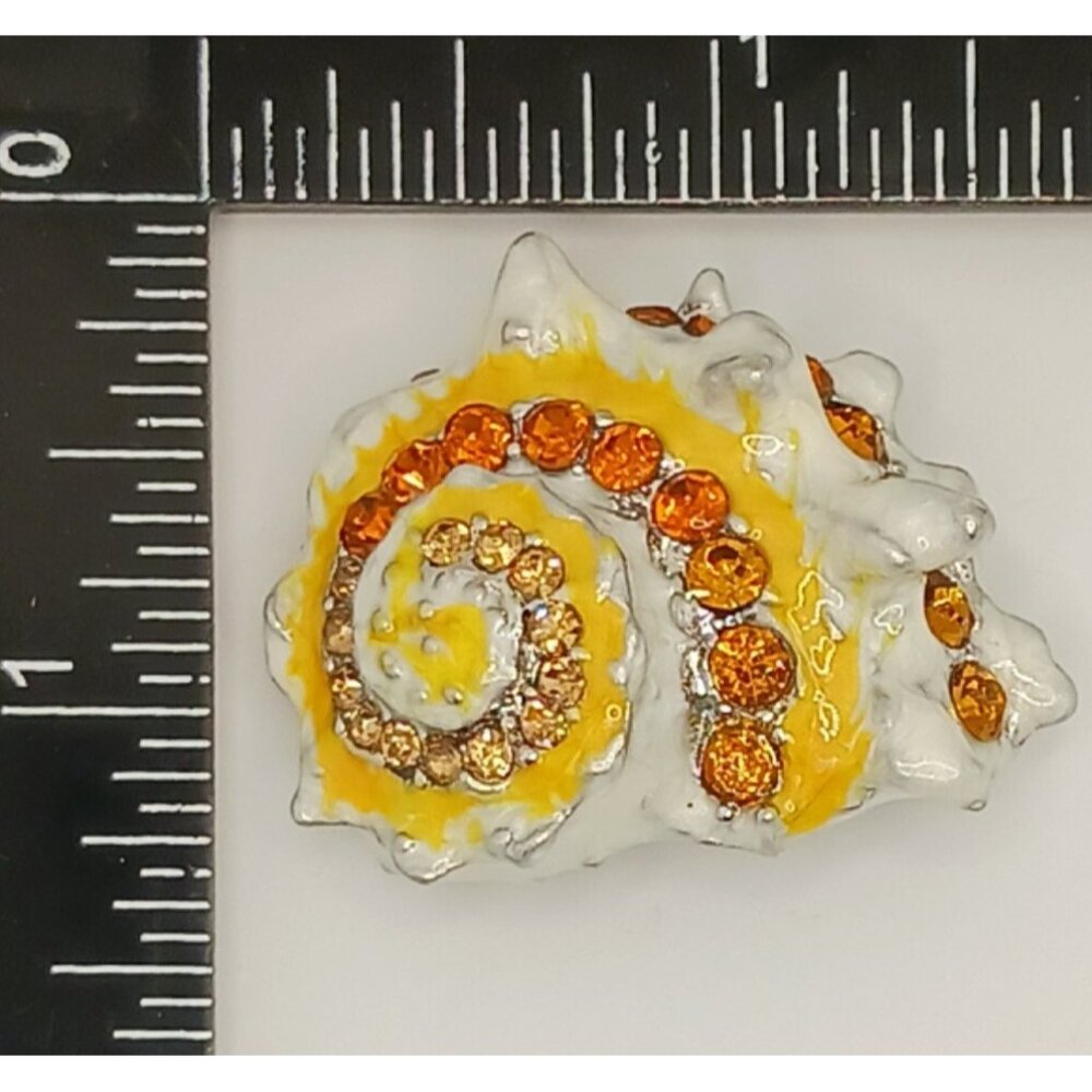 Brooch Pin Snail Shell Shape Yellow Color Decorated Artificial Stones Rhinestone - Picture 6 of 8